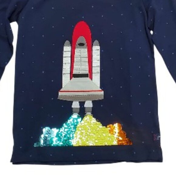 NWT Joules Sequined Rocket Tee Shirt Size 12 - Picture 3 of 4